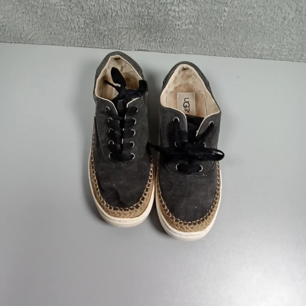 UGG Australia Women Charcoal Grey Canvas Espadrille Sneaker 1015244‎ Size 7